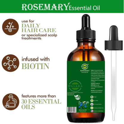 Rosemary Oil for Hair Growth – Nourishes Split Ends, Hydrates Dry Scalp, Strengthens Hair | Suitable for All Hair Types , 2 OZ