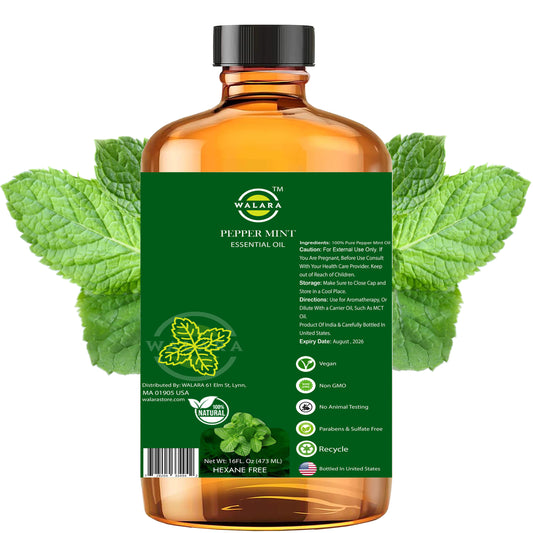 Peppermint Essential Oil - 16 fl oz | Natural Peppermint Oil for Diffuser, Skin Care, Hair, Scalp, and Body Massage