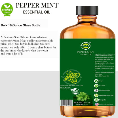 Peppermint Essential Oil - 16 fl oz | Natural Peppermint Oil for Diffuser, Skin Care, Hair, Scalp, and Body Massage