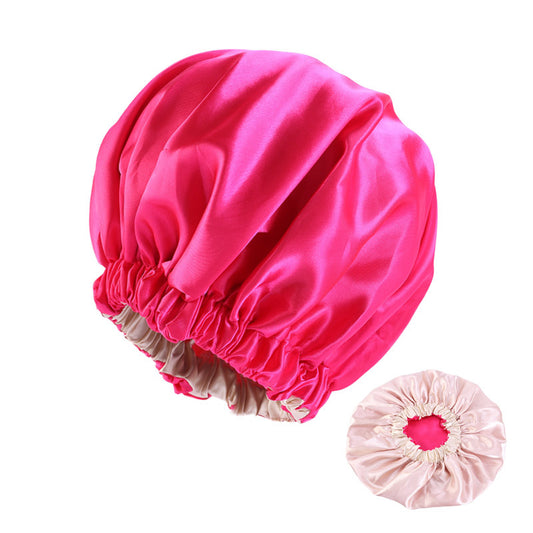 Satin Bonnet Silk Bonnet for Curly Hair Bonnet Braid Bonnet for Sleeping Bonnets for Women Large Double-layer Adjustable Champagne